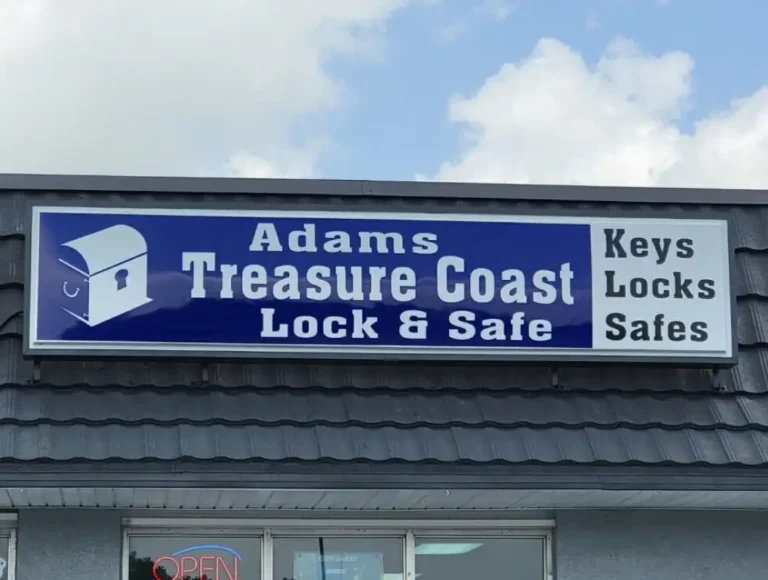 Adams Treasure Coast Lock & Safe storefront sign in Vero Beach